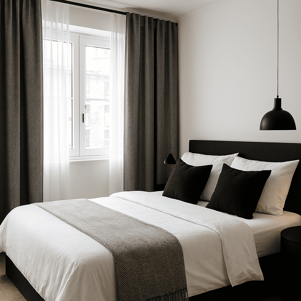 cortinas color gris con blanco